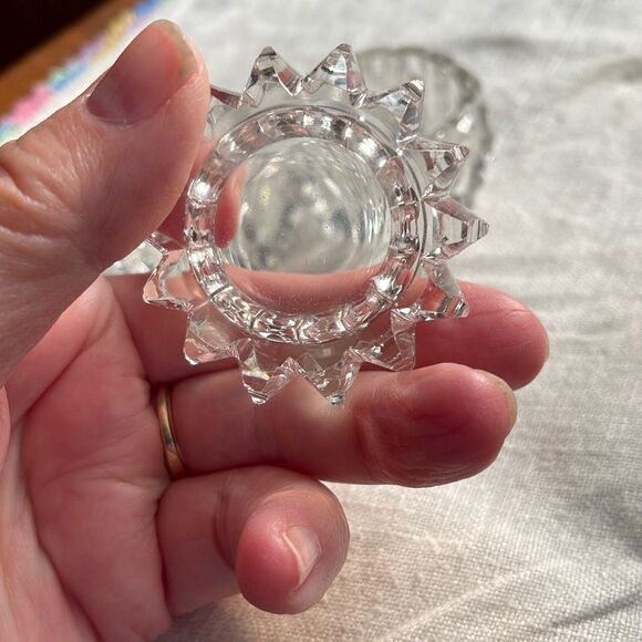 Lot of 3 cut glass open salt bowls. Victorian ornate - Picture 4 of 8